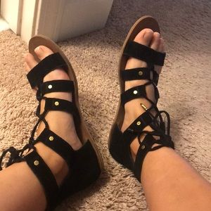 Black gladiator sandals
